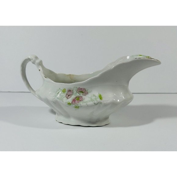 Excelsior Porcelain Gravy Boat Vintage Antique White Pink Green Floral Pattern - Picture 5 of 15
